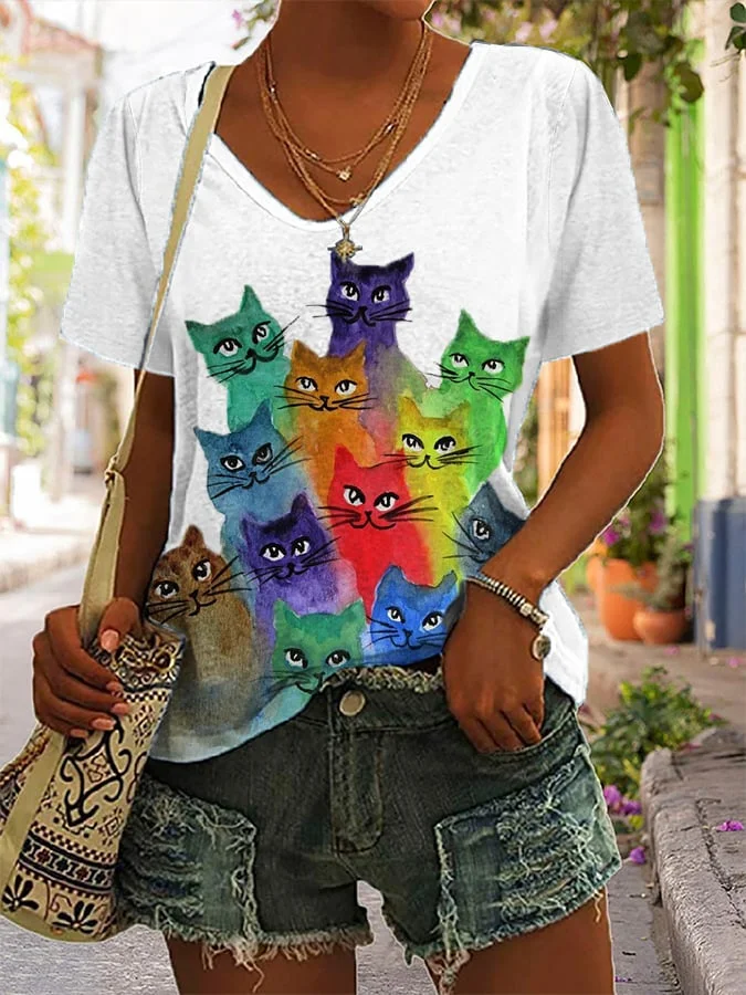 Women's Giraffe Print Short Sleeve T-Shirt