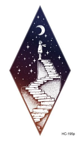 1 PC Geometric Planet Fashion Women Temporary Tattoo Sticker Water Transfer Tattoo Minimalist Small Sun Moon Design Fake Tattoo