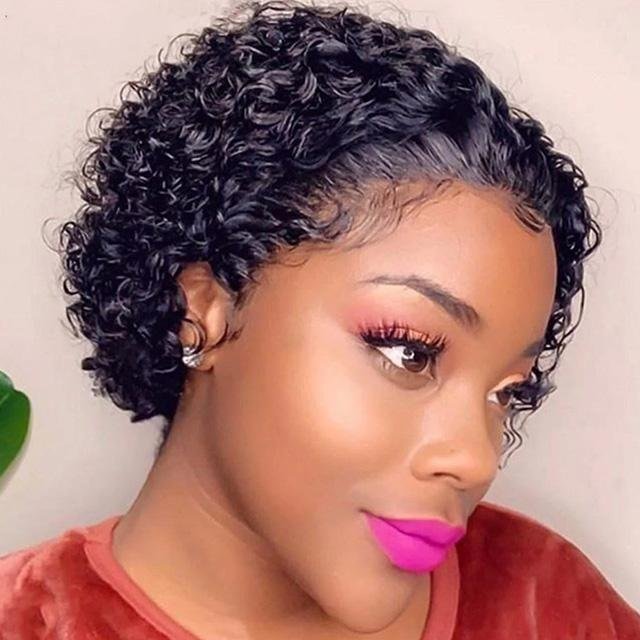100% Human Hair 13x1 HD Lace Wig Bob Curly Hair