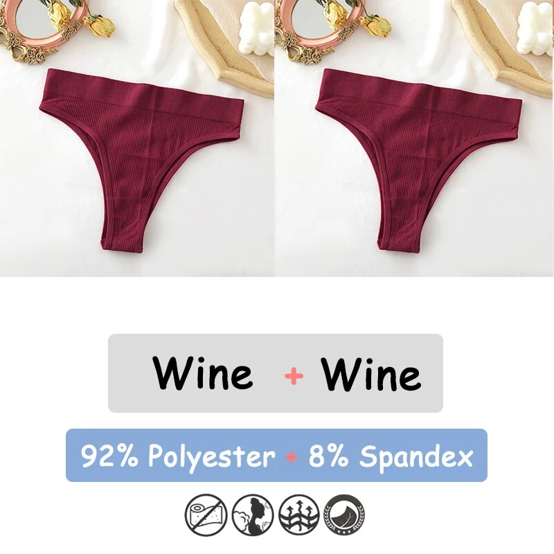 Billionm Women's Thong Seamless High Waisted Women's Panties Sexy Lingerie Comfortable Cotton Briefs Intimates Female Underpants