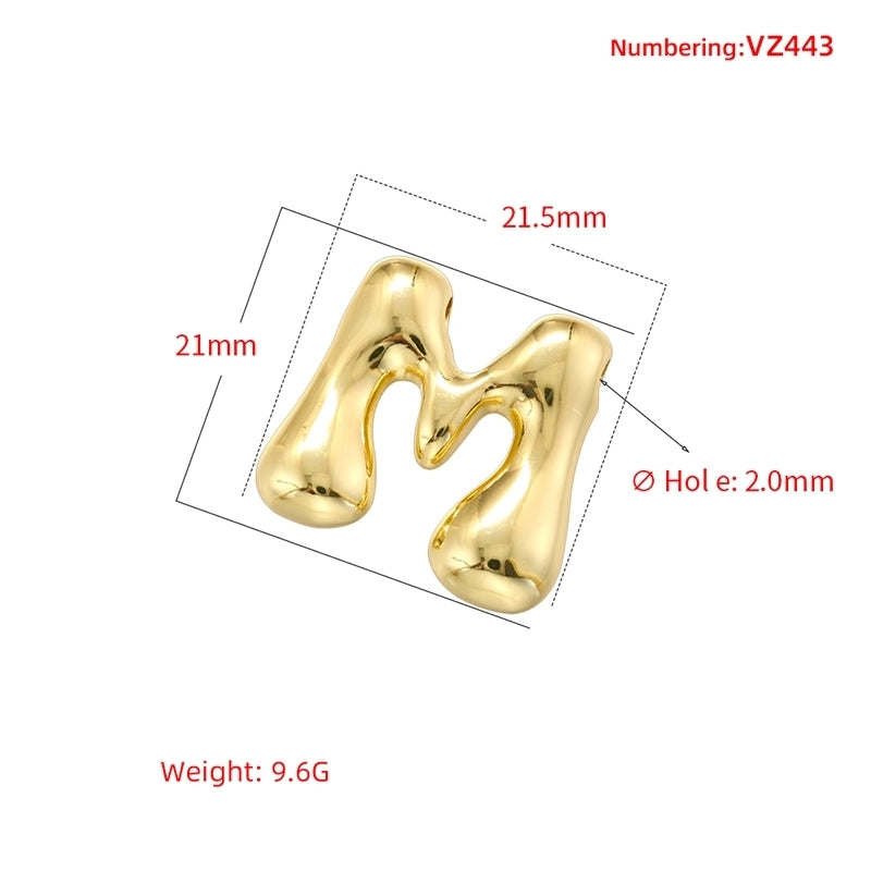 1 Piece 21mm Copper 18K Gold Plated Letter Beads