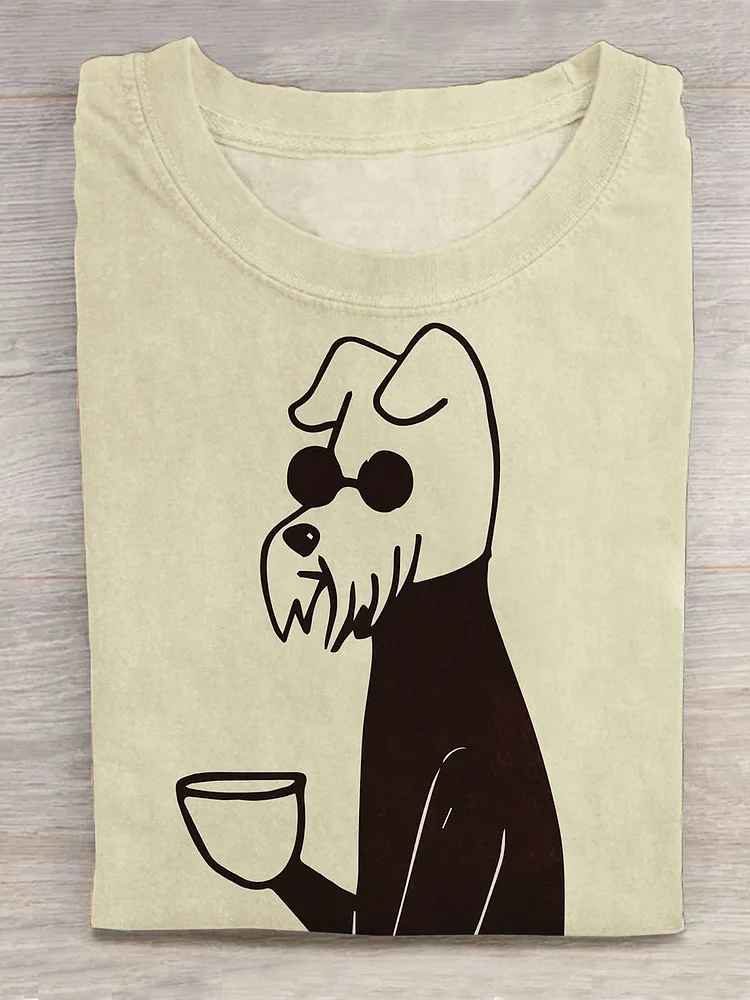 The Cool Coffee Dog Art Print T-Shirt