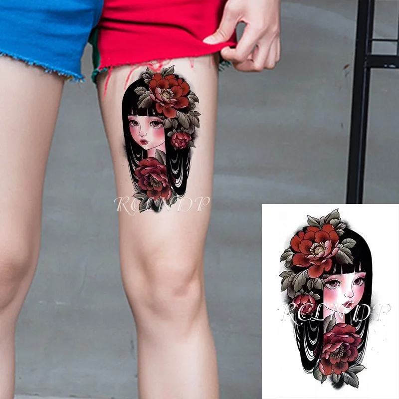 Waterproof Temporary Tattoo Sticker Sexy Thigh Love Sick English Words Gothic Water Transfer Fake Tatto Flash Tatoo for Women