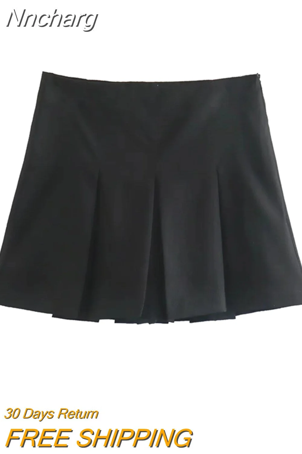 Nncharge 2023 New Pleated Mini Skirts High Waist Wide Pleats Design Slim Shorts Skirts Female Side Zipper Shorts Chic School Skirt