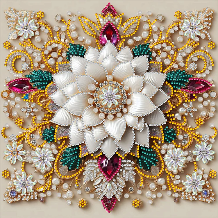 White Flower - Partial Drill - Special Diamond Painting(30*30cm)