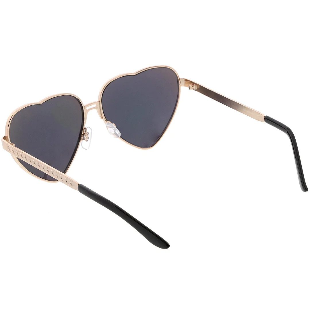 Women's Cute Metal Heart glasses Colored Mirror Lens 60mm