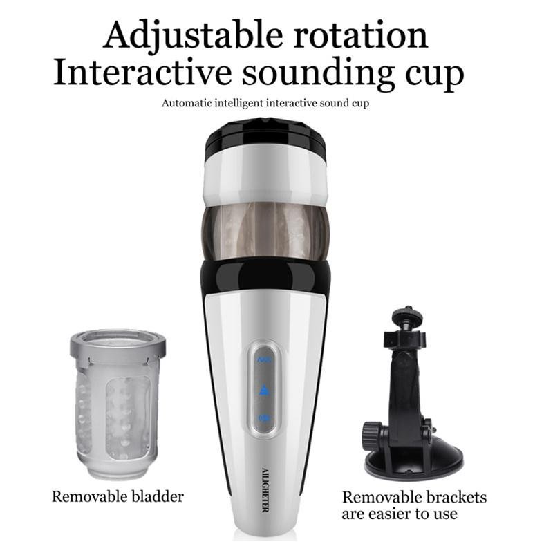 Telescopic Rotary Voiced Vibrator Hands-free Masturbation Cup