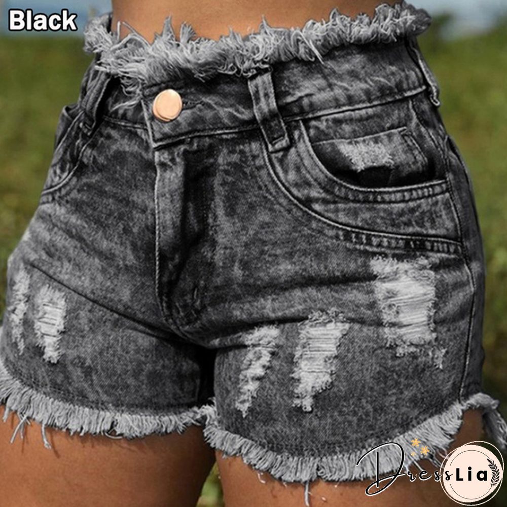 XXS Womens Fashion Summer Shorts jeans high waist skinny denim slim fit distressed casual