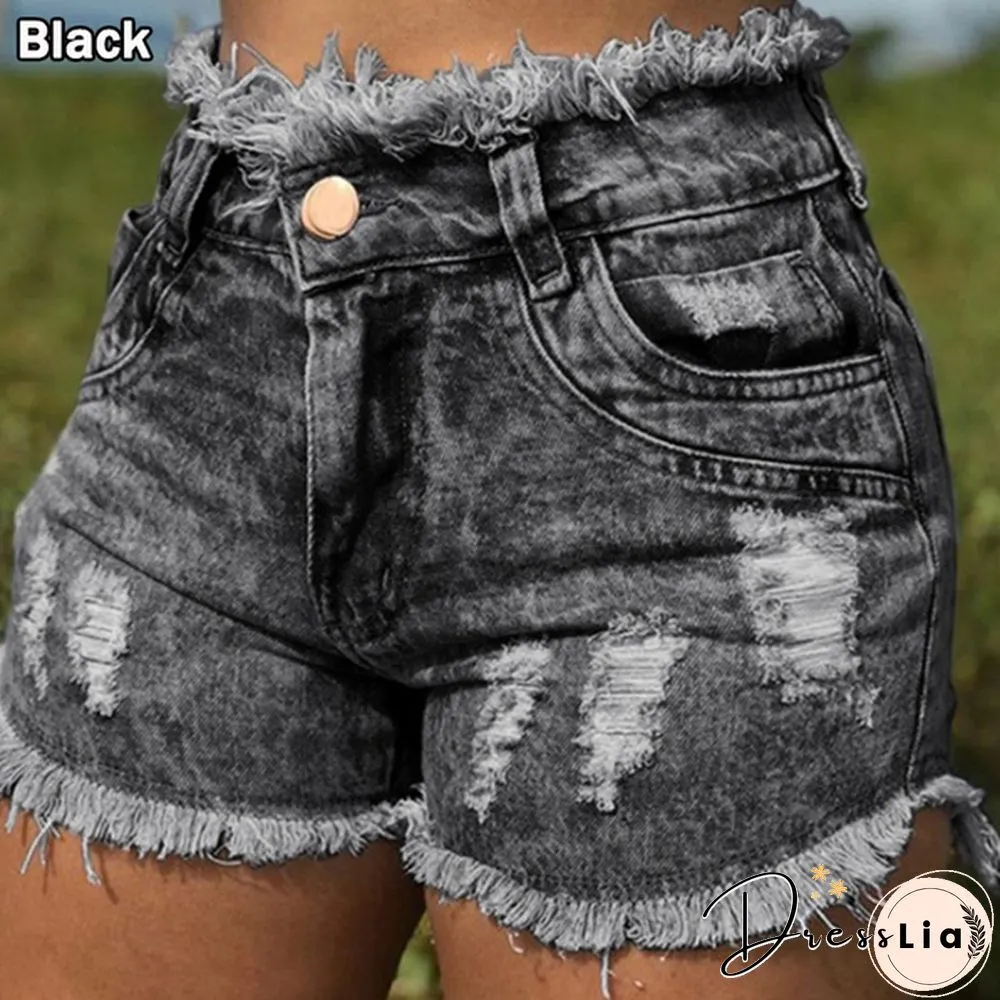 XXS Womens Fashion Summer Shorts jeans high waist skinny denim slim fit distressed casual