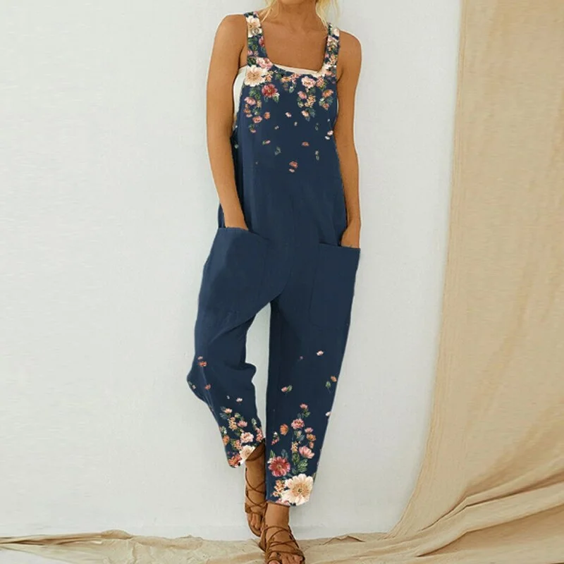 Fashion Women Summer Jumpsuit Harem Overall Jumpsuit Women Vintage Sleeveless Straps Trouser Casual Rompers Jumpsuit For Women