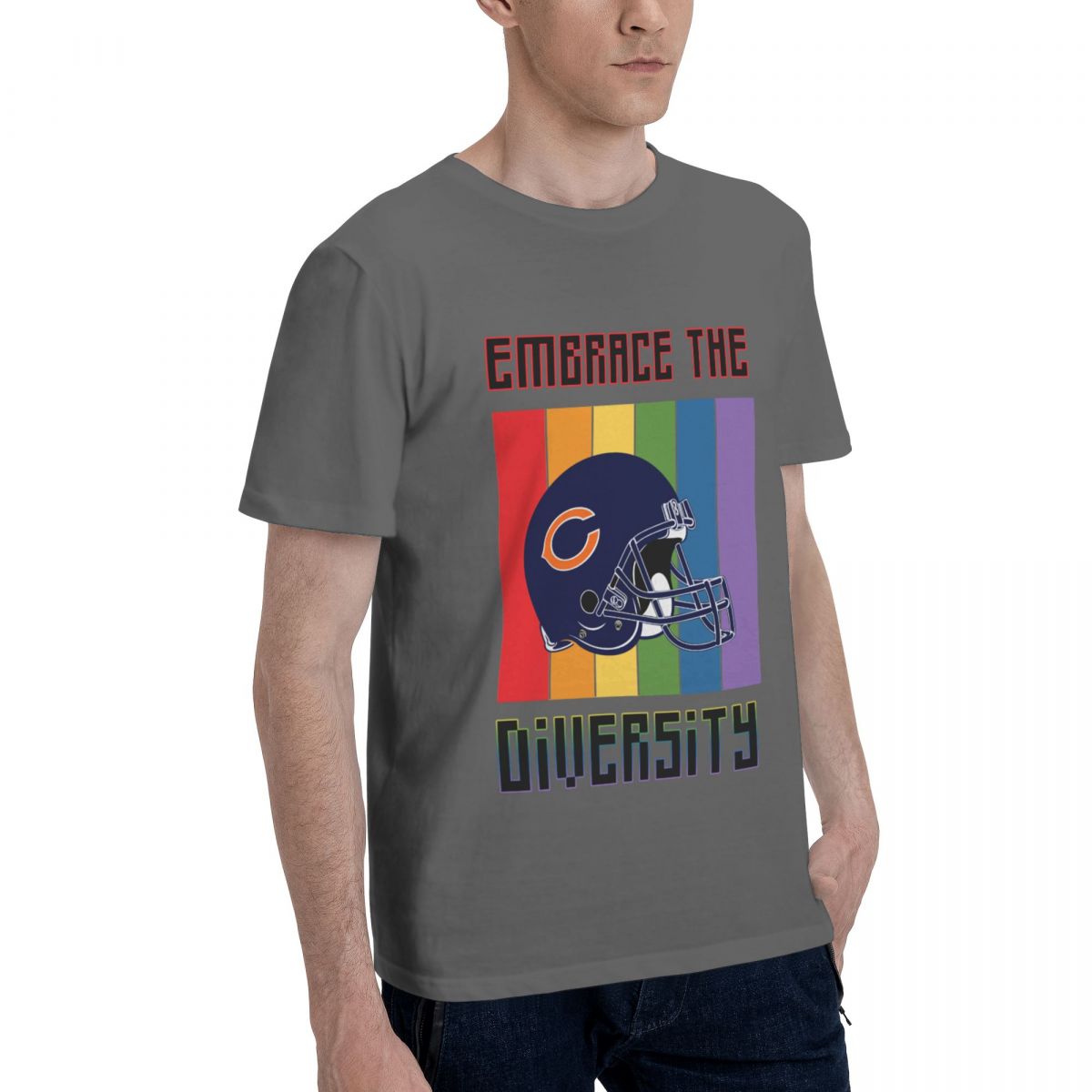 Chicago Bears Embrace The Diversity Men's Cotton Crewneck T-Shirt