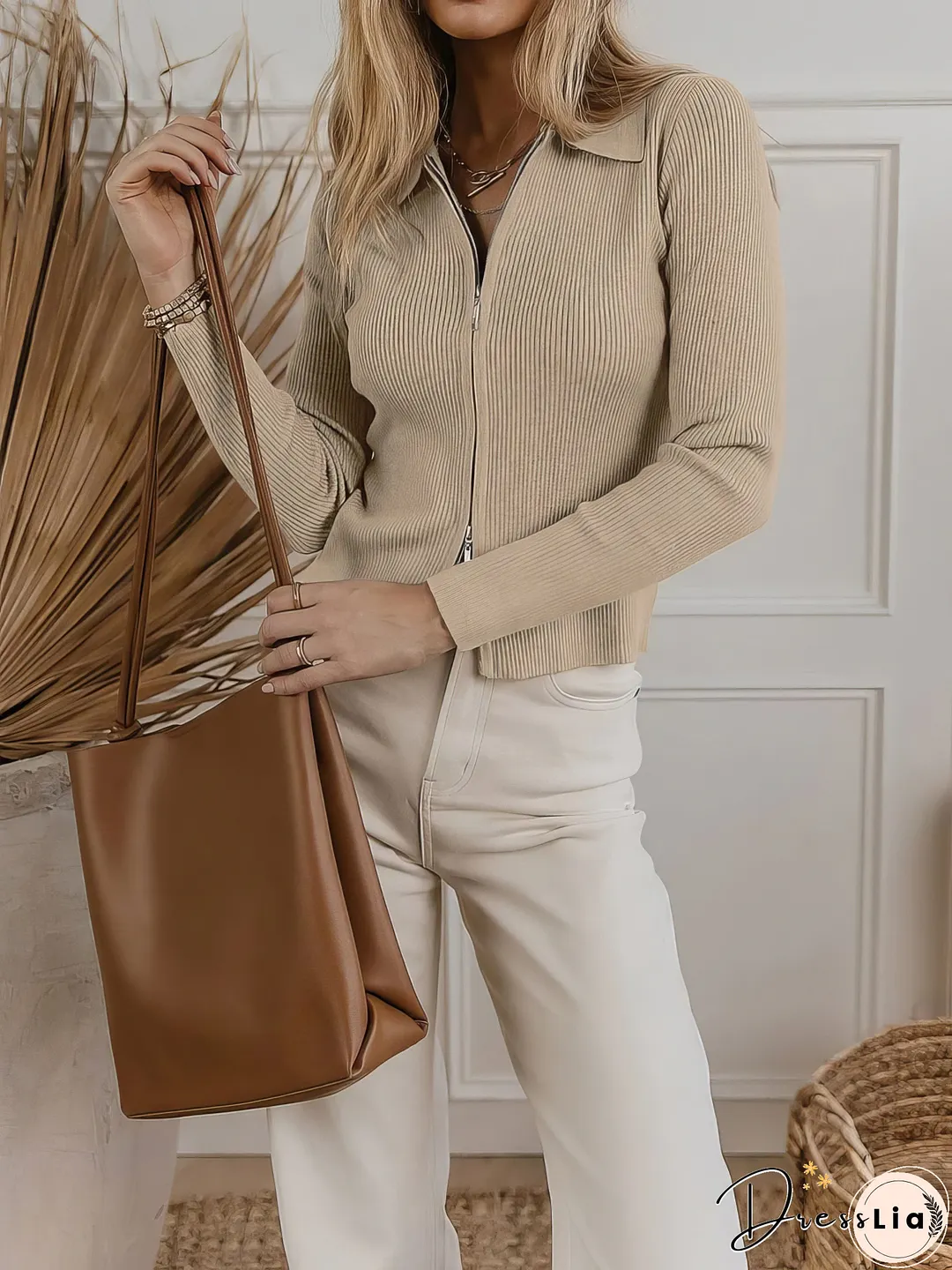 Elegant Knit Zip-Up
