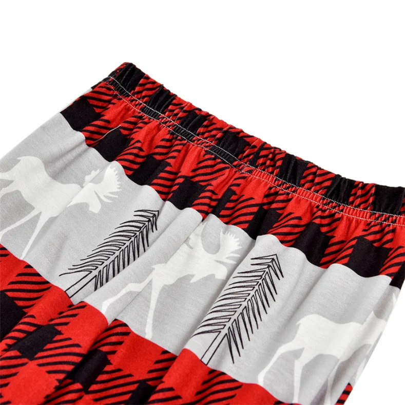 Christmas print patchwork round collar pajamas set