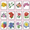 12pcs Flower DIY Mini Round Diamond Painting Set Decor No Frame 15x18cm