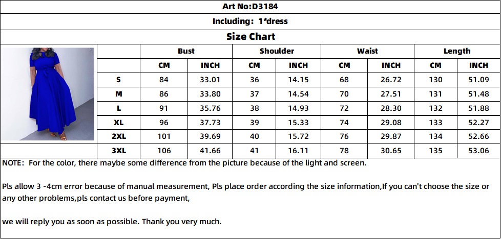 Women's Summer Fashion Chic Solid Short Sleeve A-Line Africa Plus Size Dress