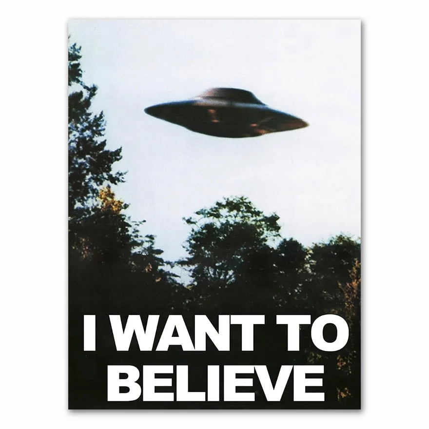 I WANT TO BELIEVE - The X Files Art Silk Or Canvas  UFO TV Series  Print Canvas Painting Decorative Picture Home Decor