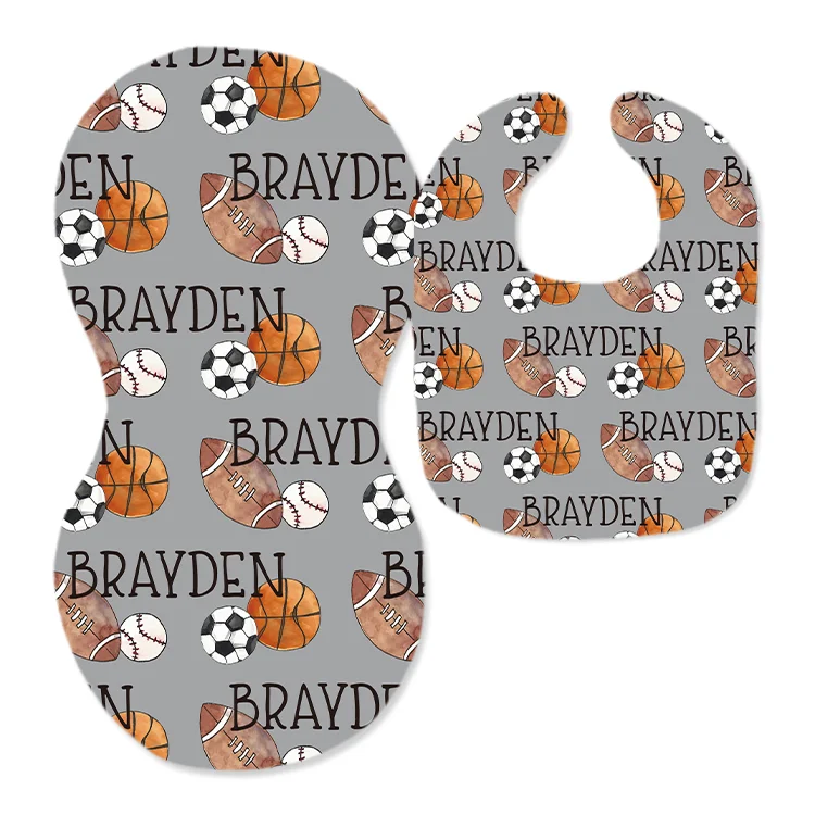 Personalized Sports Bib and Burp Cloth Set|Set23