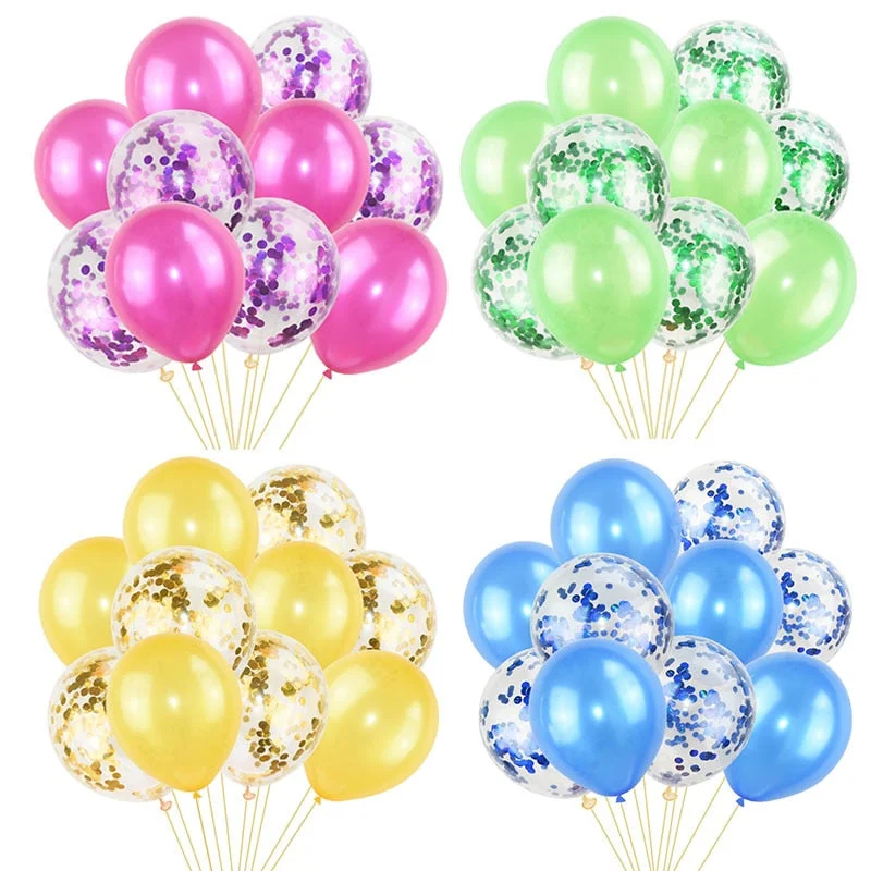 10Pcs Mixed Confetti Balloons Happy Birthday Party Helium Balloon Decorations Wedding Festival Latex Balloon Party Supplies