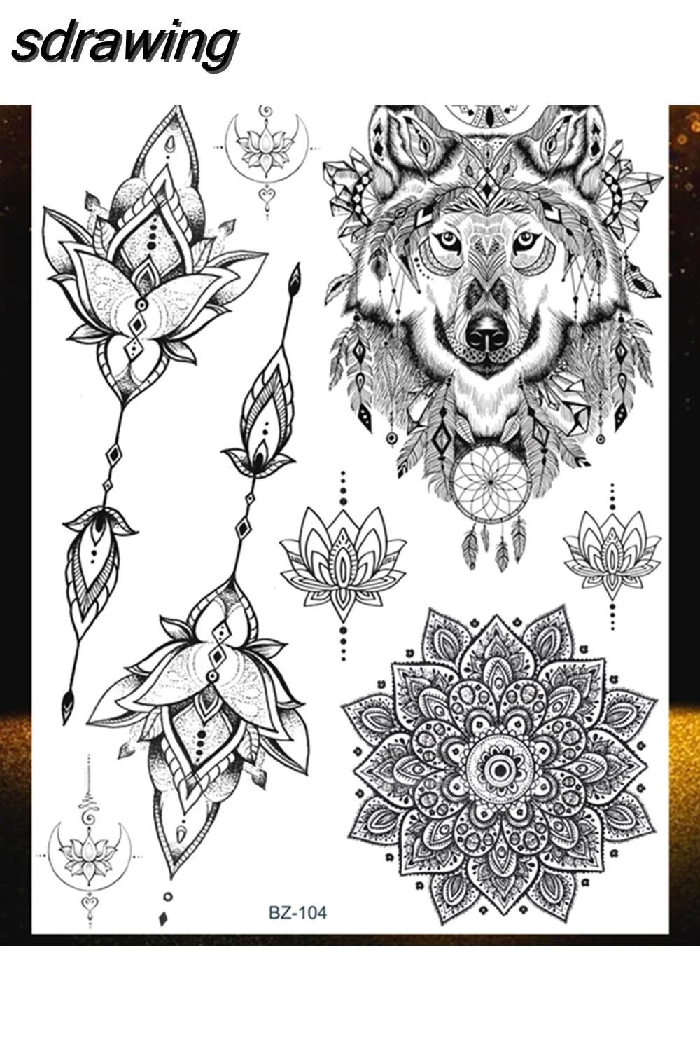 sdrawing Wolf Forest Temporary Tattoos For Children Tiger Geometric Fake Tatoos Mountain Triangle Elk Tatoo Sticker Body Art