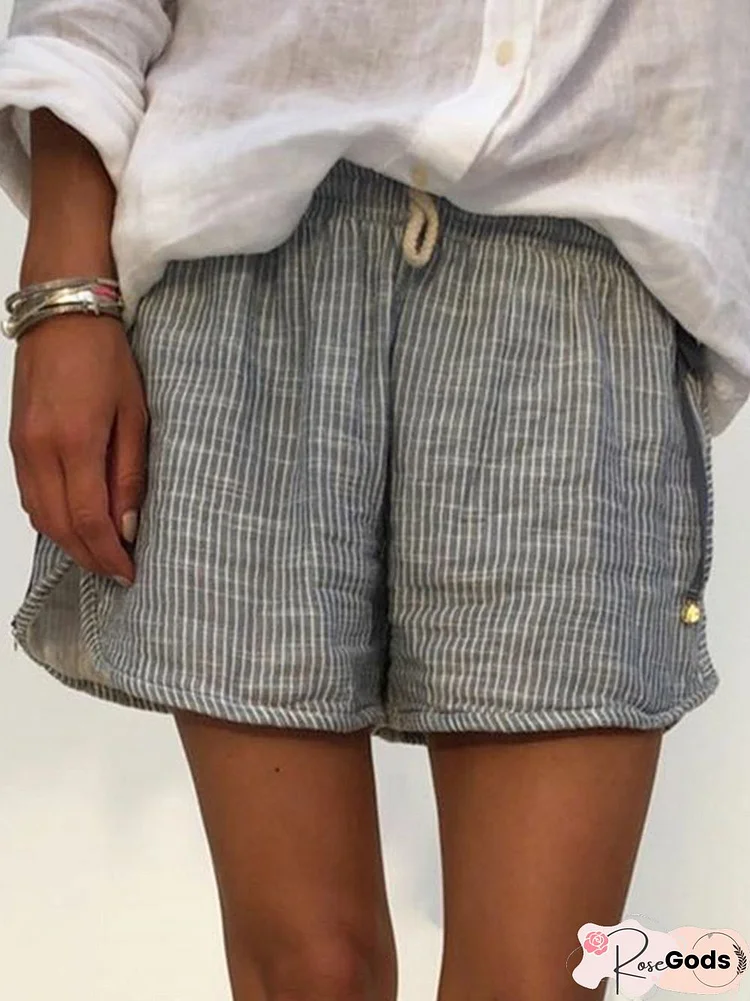 Plus Size Stripes Women Summer Shorts