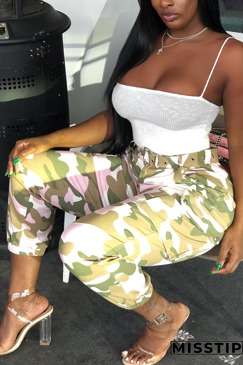 Yellow Zipper Fly Button Fly Mid Metal Zippered pencil Pants Pants