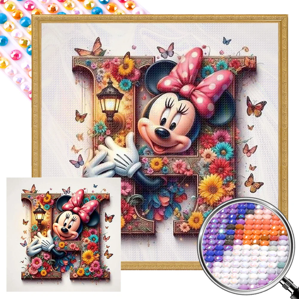 Partial AB Diamond Painting - Full Round Drill - Mickey Minnie Letters(Canvas|35*35cm)