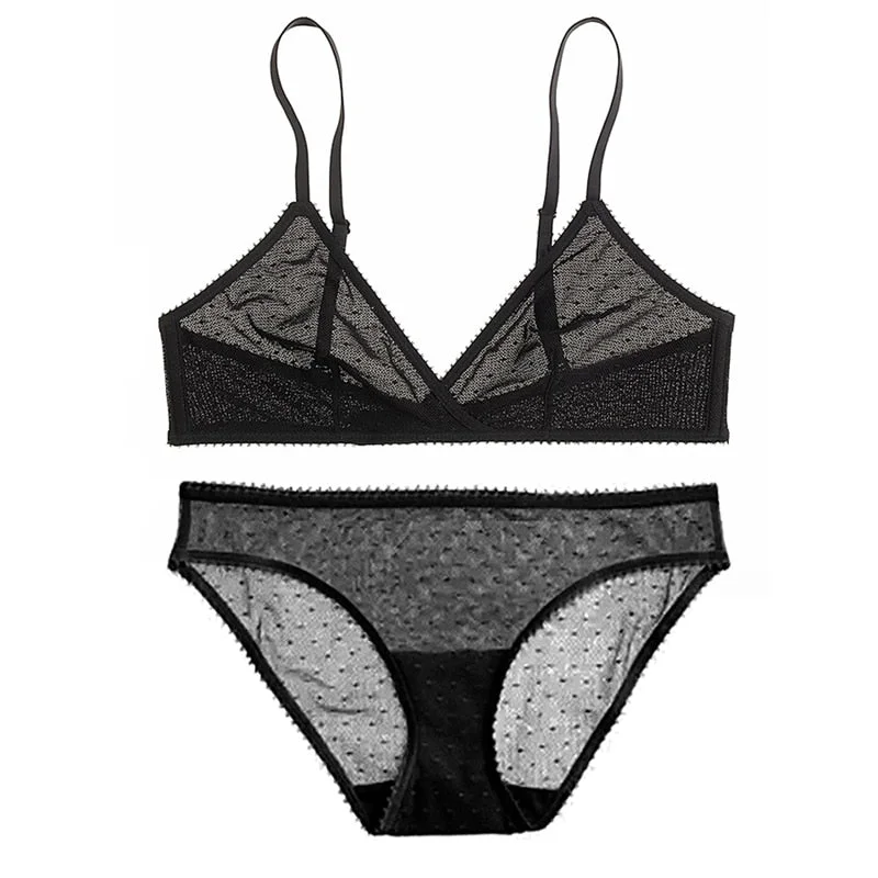 Sexy Bra and g String Thong Set for Women See Through Bra Sets Wireless Sex Bralette Ladies Lace Lingerie Intimates Underwear
