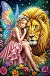Luxury AB Velvet Diamond Painting Kit - Fairy and Lion