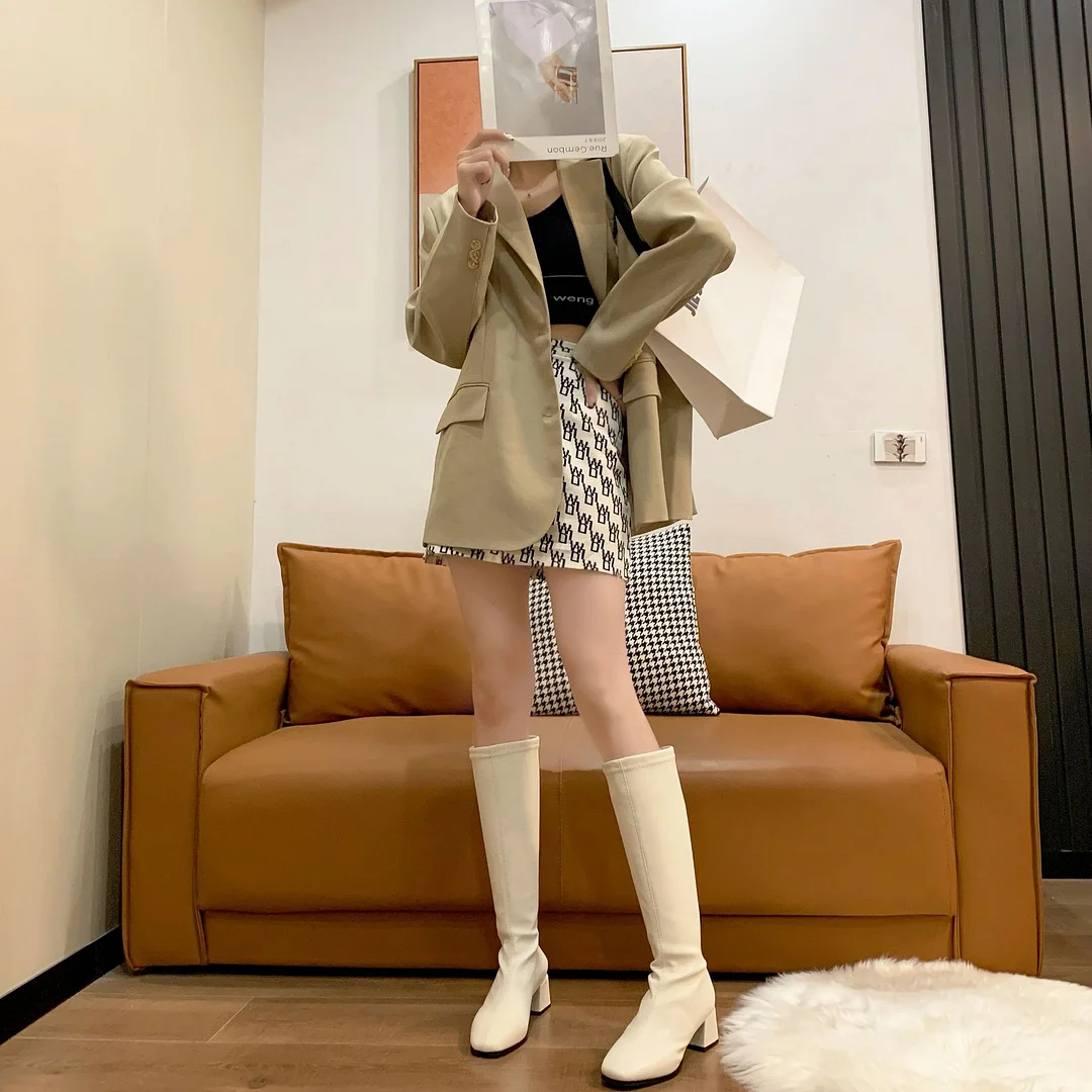 Breakj Breakj The Knee-Length Boots Woman 2025 Autumn And Winter New British Style Fashion Small Man Showing Thin And Tall And Knight Female Boots