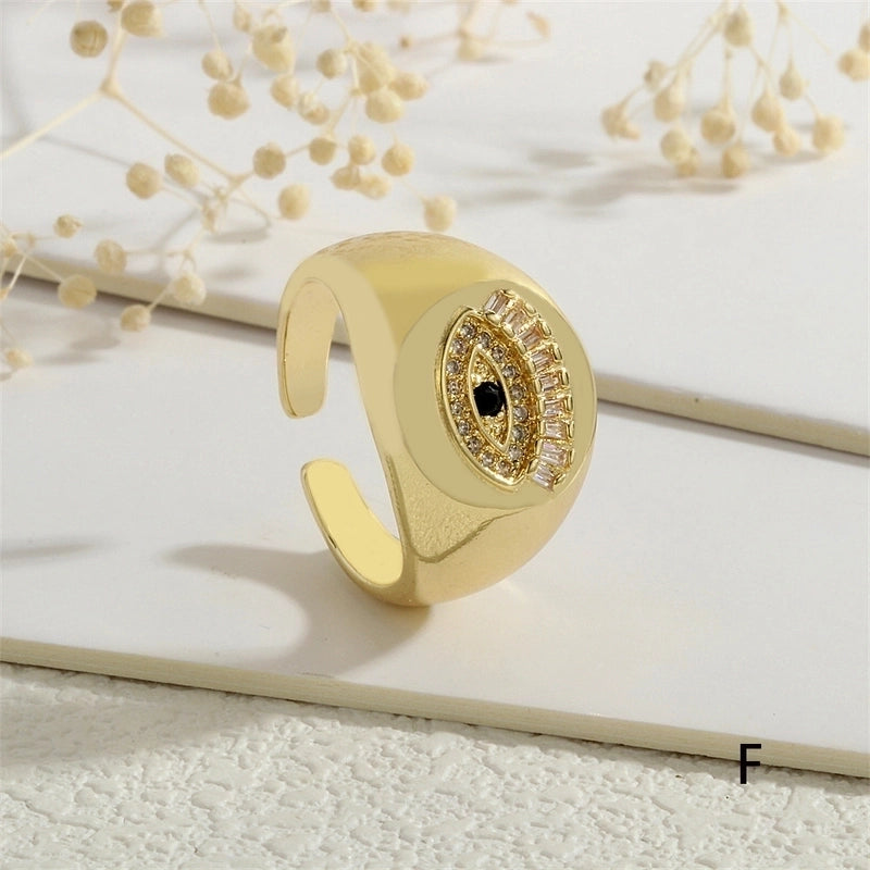 Copper Inlay Devil’s Eye Eye Zircon Open Rings