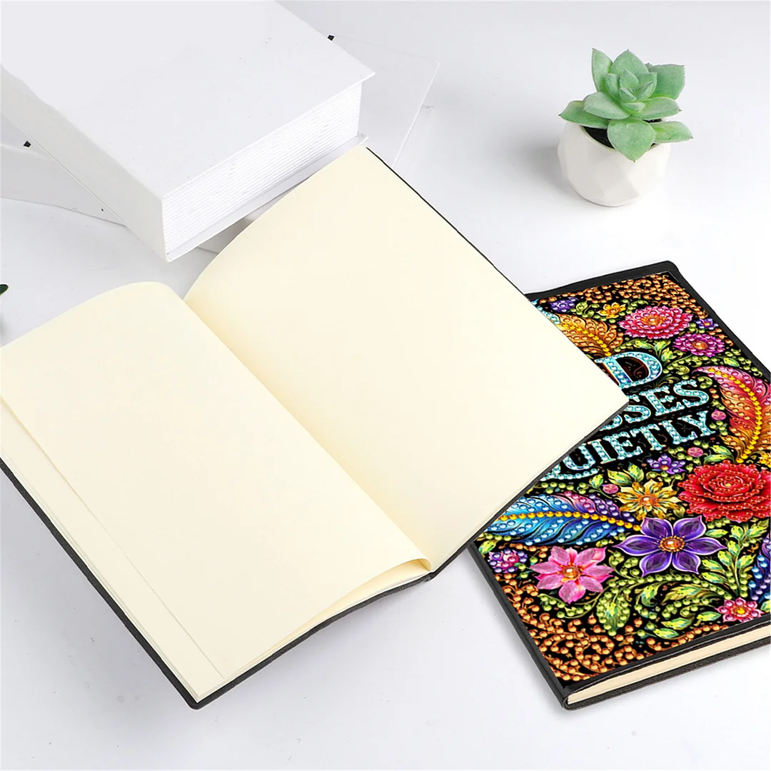 DIY Flower Diamond Painting Journals Notebooks 50 Pages A5 No Lines Special Shaped Diamond Art Kits for Beginners Craft Lovers and Artists (God Bless Quietly)