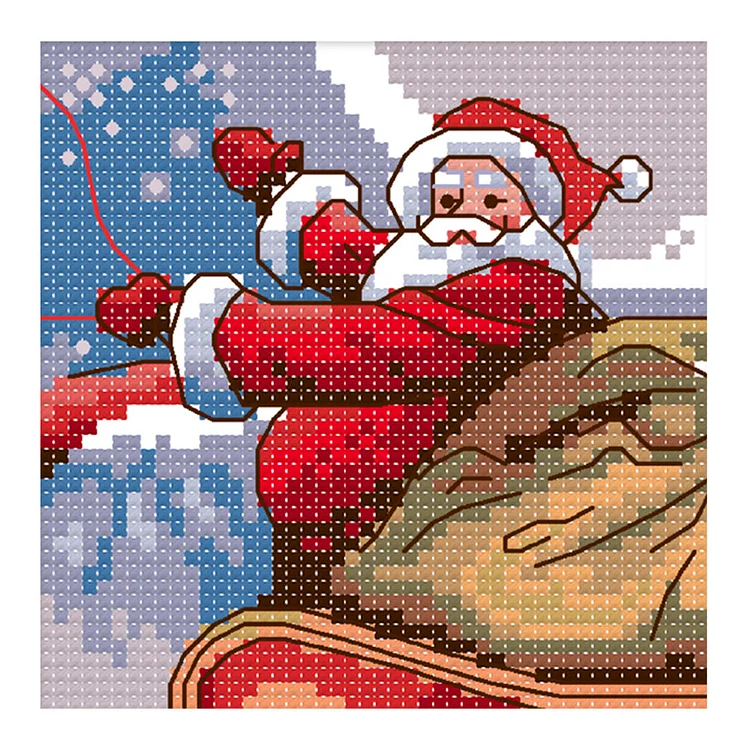 Santa Claus 14CT Printed Cross Stitch Kits (13*13CM) fgoby