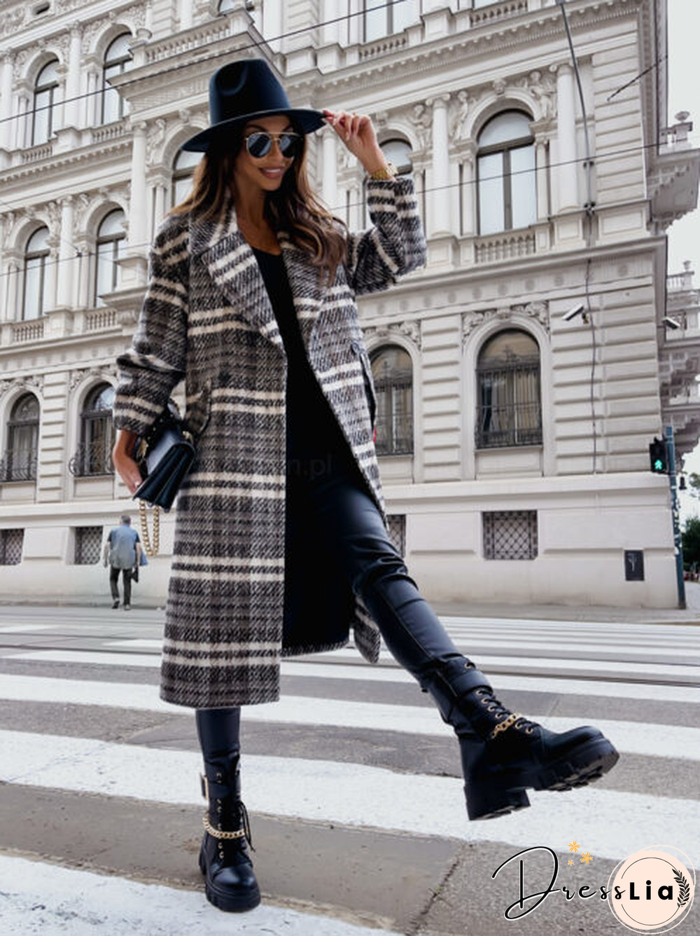 Long Blazer Plaid Shacket Coat