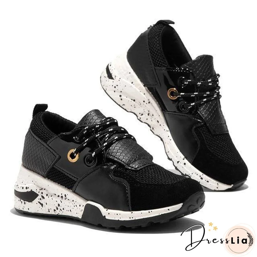 New Women Casual Shoes Breathable Ladies Sneakers Leopard Print Faux Fur Sneakers Lace-up Platform Sports Shoes Women