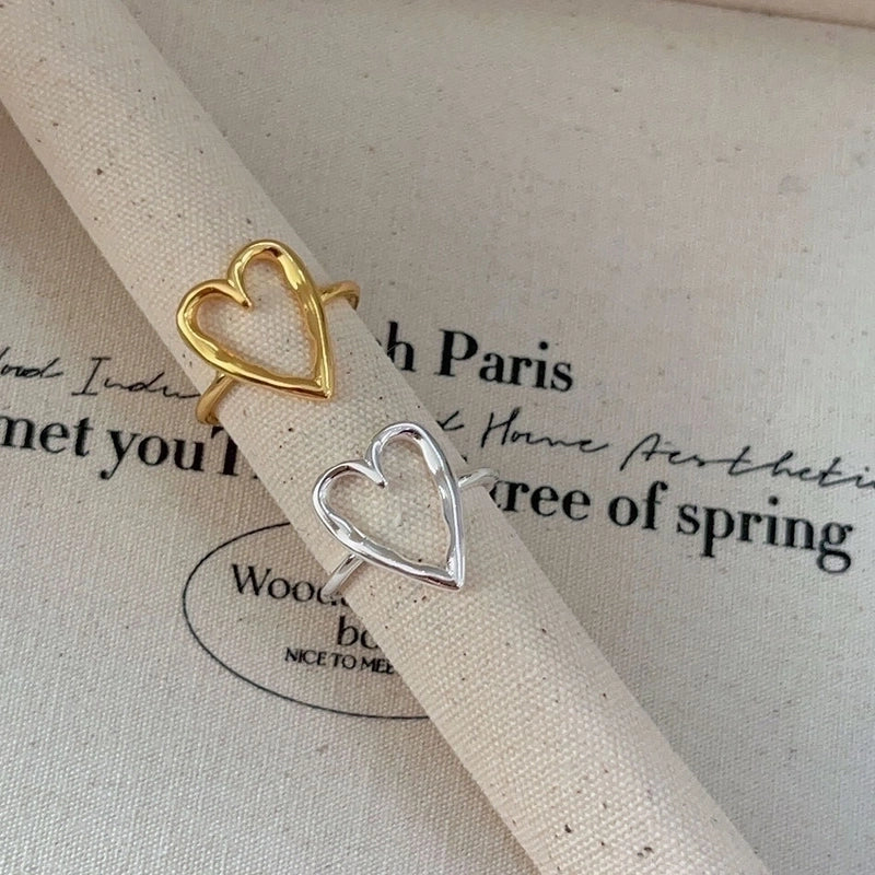 925 Sterling Silver Heart Shape Open Rings
