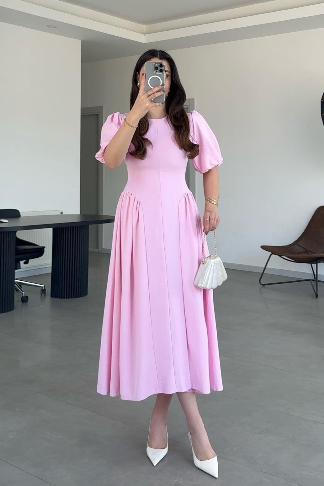 Oknass Charming Pink Strapless Sleeveless Long Prom Dress With Pleated