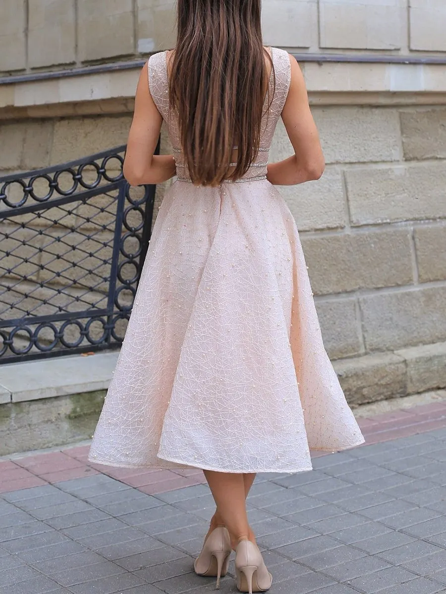 Elegant Backless High Waist Midi Dress