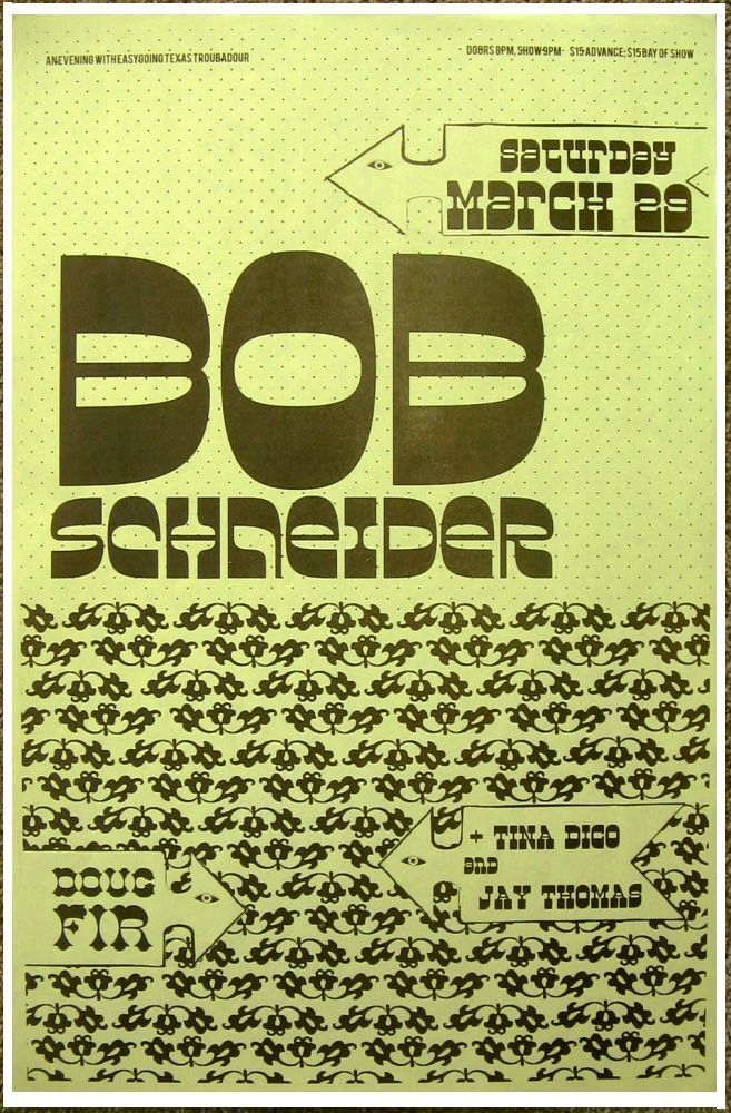 BOB SCHNEIDER 2008 Gig POSTER Portland Oregon Concert