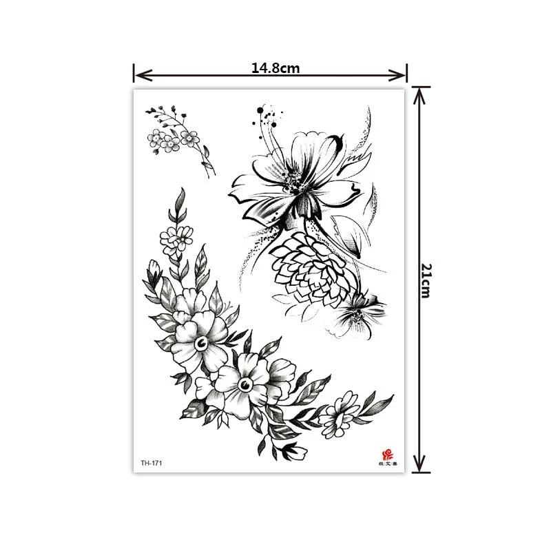 2021 New Plain Flower Arm Tattoo Sticker Flower Waterproof Tattoo Color Animal Tiger Tattoo Sticker