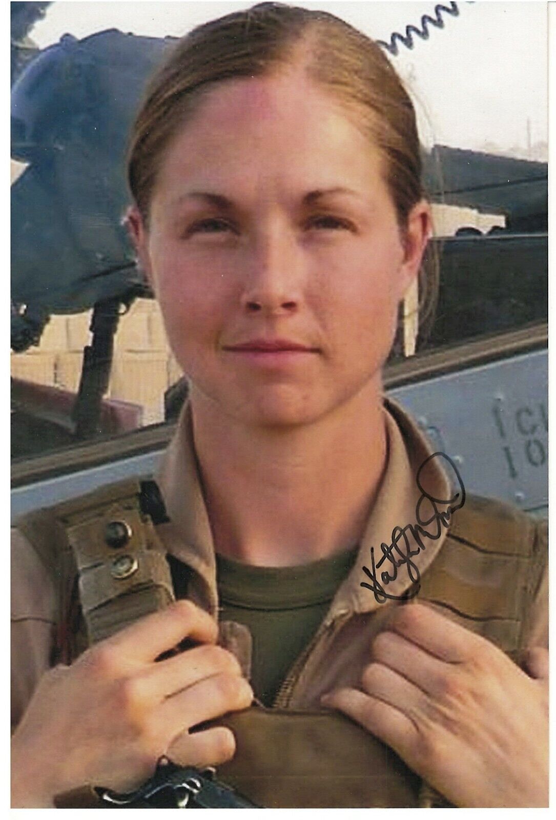 KATELYN VAN DAM US MARINE CORPS ATTACK HELICOPTER PILOT AFGHANISTAN SIGNED Photo Poster painting