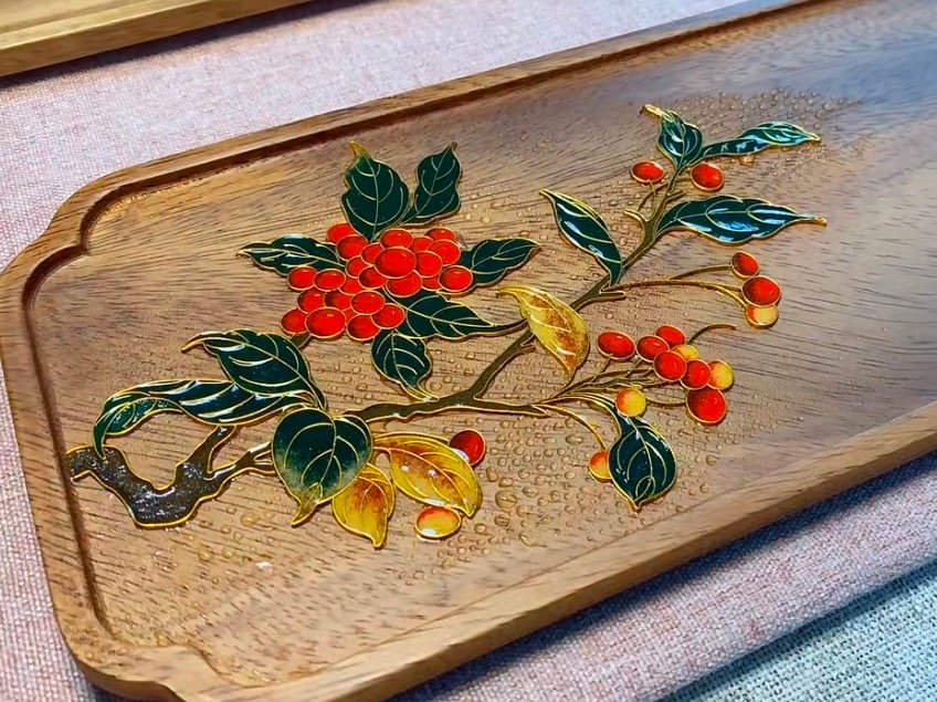 Blank Sandalwood Wooden Tray For DIY Cloisonne Painting