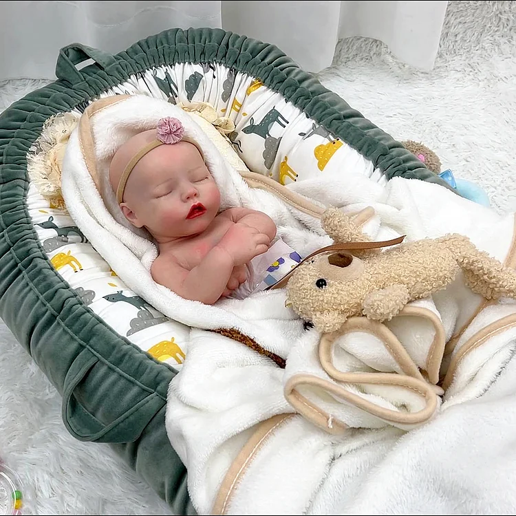 Babeside 12"/16" Full Silicone Sleeping Reborn Baby Boy or Girl Twinnie with Headband