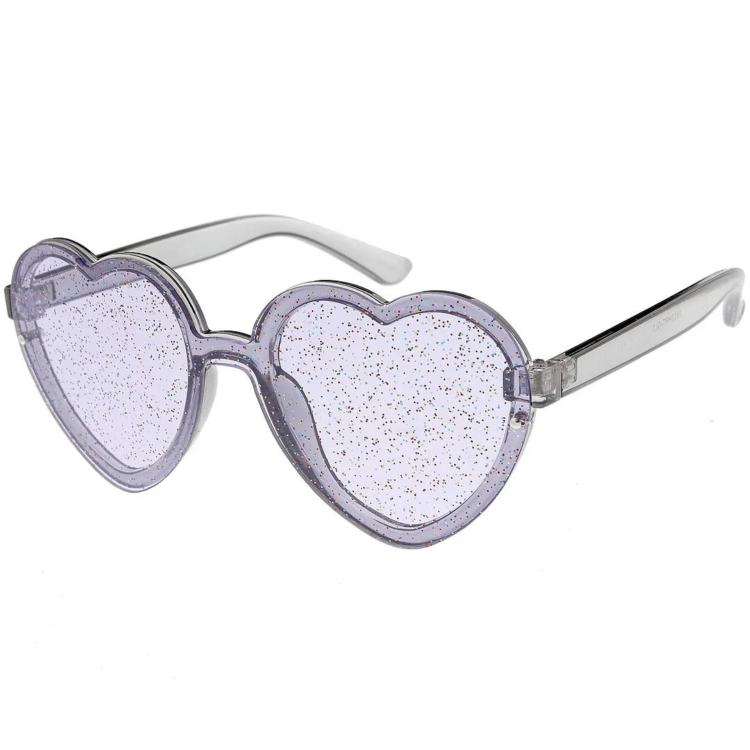 Women's Translucent Rimless Heart glasses Glitter Lens 52mm