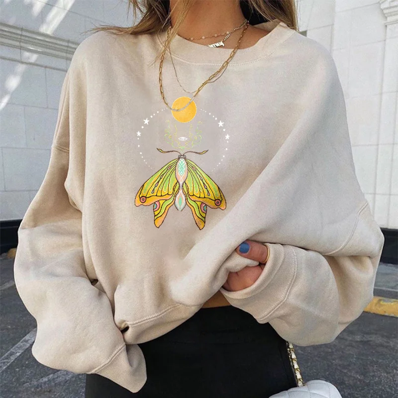   Colored Moth And Moon Print Women's Sweatshirt - Neojana