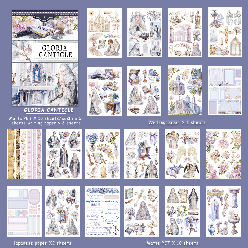 Sticker Book - A5 Vintage Angel Prayer Character Flower 