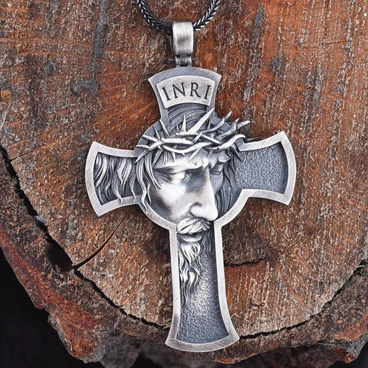 Vintage Jesus Face Pendant Necklace