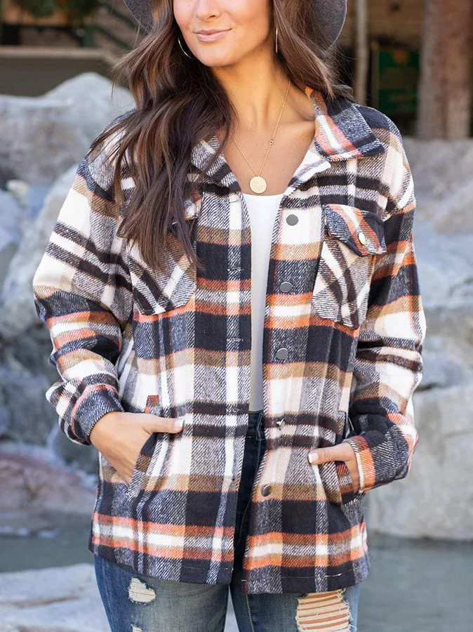 Casual Plaid Shirt Jacket