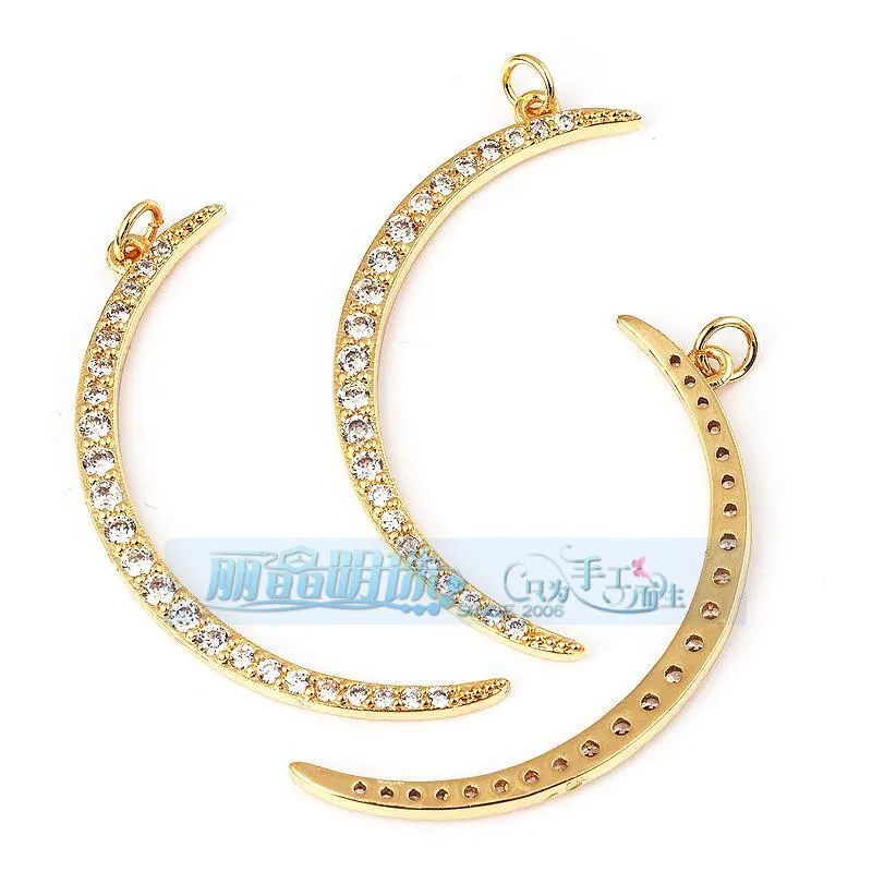 1 Piece 12 * 23mm 15*15mm 5*12mm Hole 5~5.9mm Half 925 Silver Zircon Sun Moon Pendant Jewelry Accessories