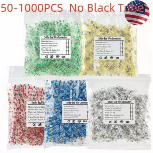 pornhint Pornhint 1000-50 Solder Seal Sleeve Heat Shrink Butt Wire Connectors Terminals Waterproof New