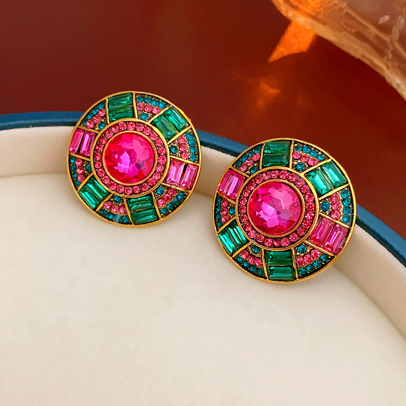 Medieval Round Geometric Alloy Electroplating Earrings